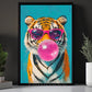 Retro Pop Canvas Painting, Bubblegum Tiger Wall Art Decor, Poster Gift To Decor House Or Office