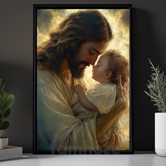 God Canvas Painting, God Holding A Baby Wall Art Decor, Poster Gift For Christian Lovers