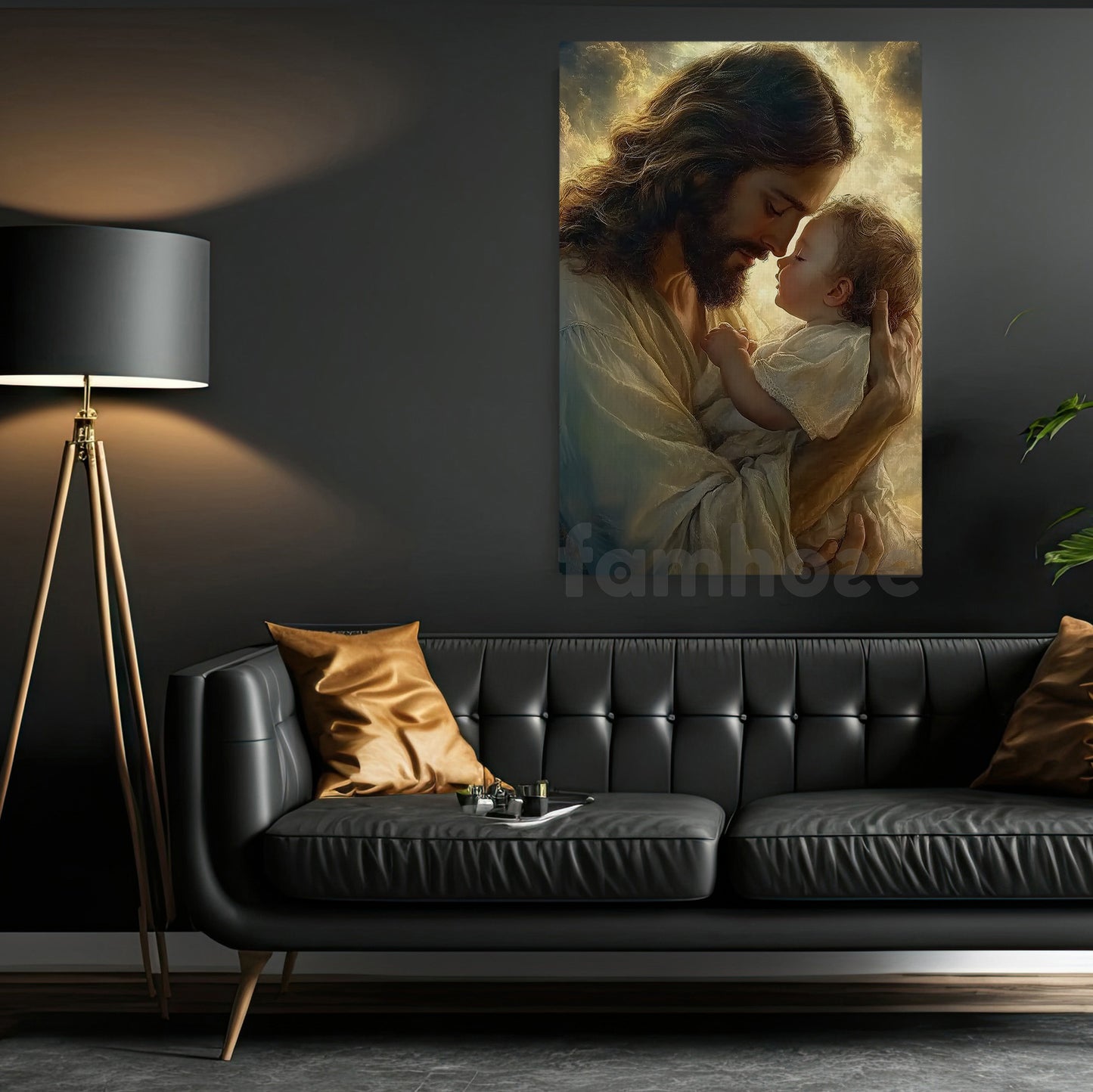 God Canvas Painting, God Holding A Baby Wall Art Decor, Poster Gift For Christian Lovers