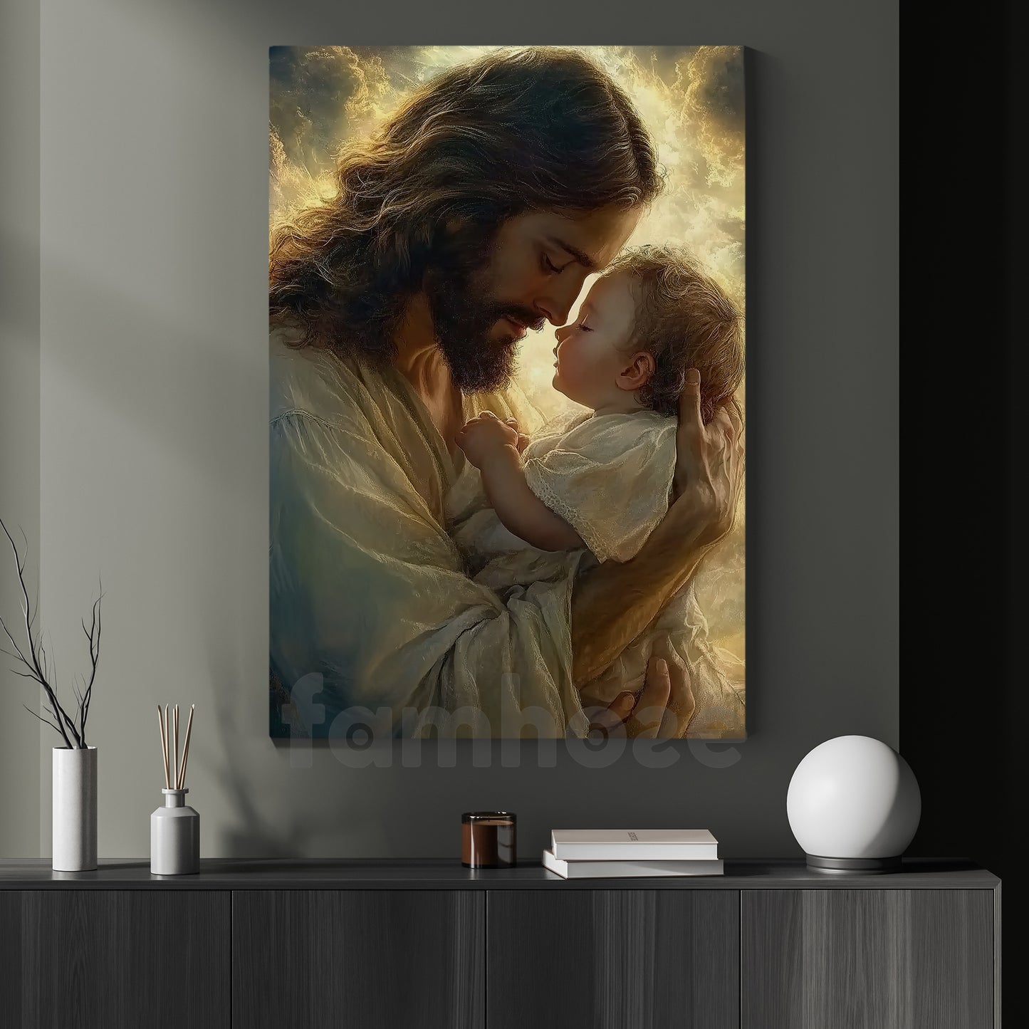 God Canvas Painting, God Holding A Baby Wall Art Decor, Poster Gift For Christian Lovers
