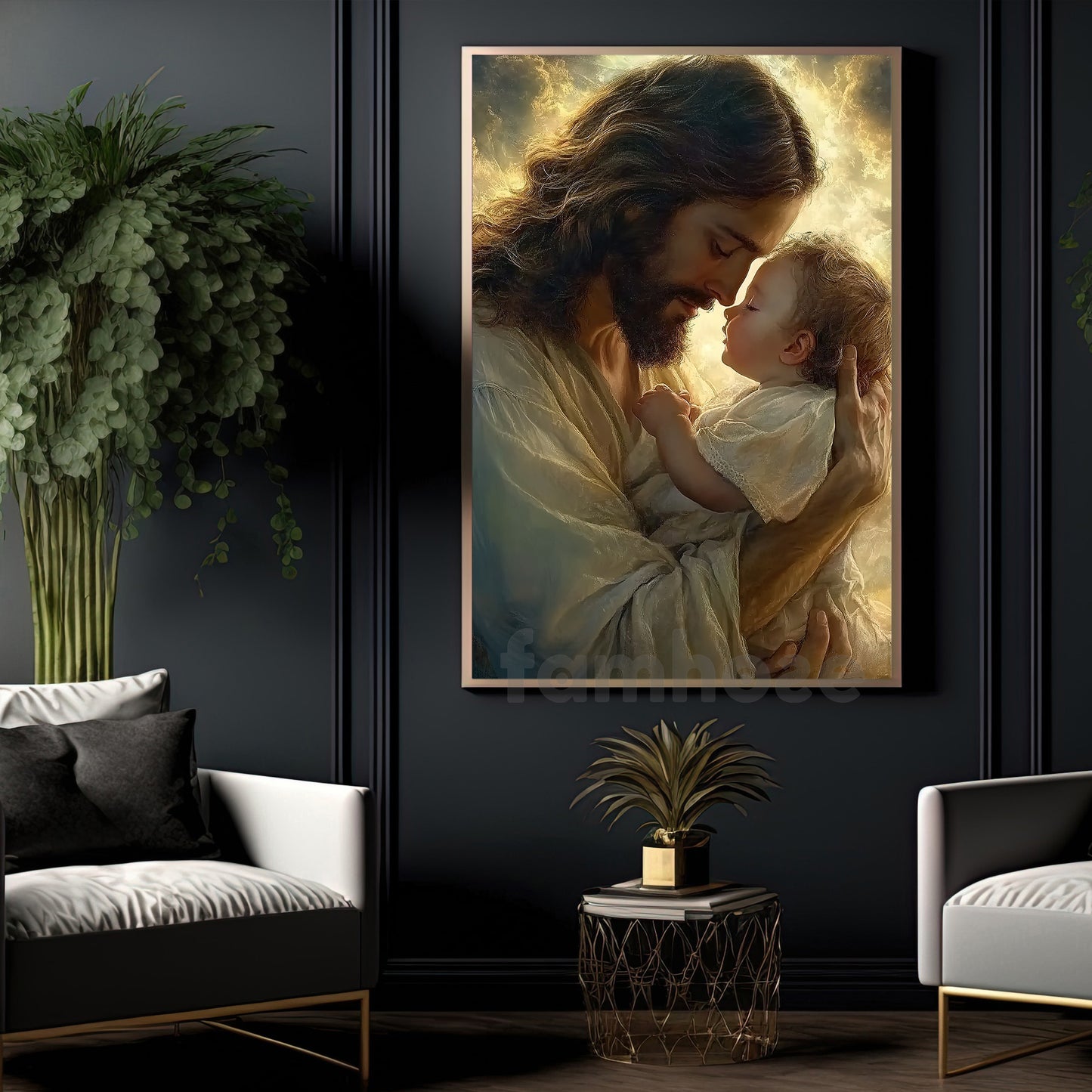 God Canvas Painting, God Holding A Baby Wall Art Decor, Poster Gift For Christian Lovers