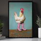 Funny Chicken And Cowgirl Canvas Painting, Sassy Chicken In Pink Boots Wall Art Decor, Poster Gift For Cowgirl, Chicken Lovers