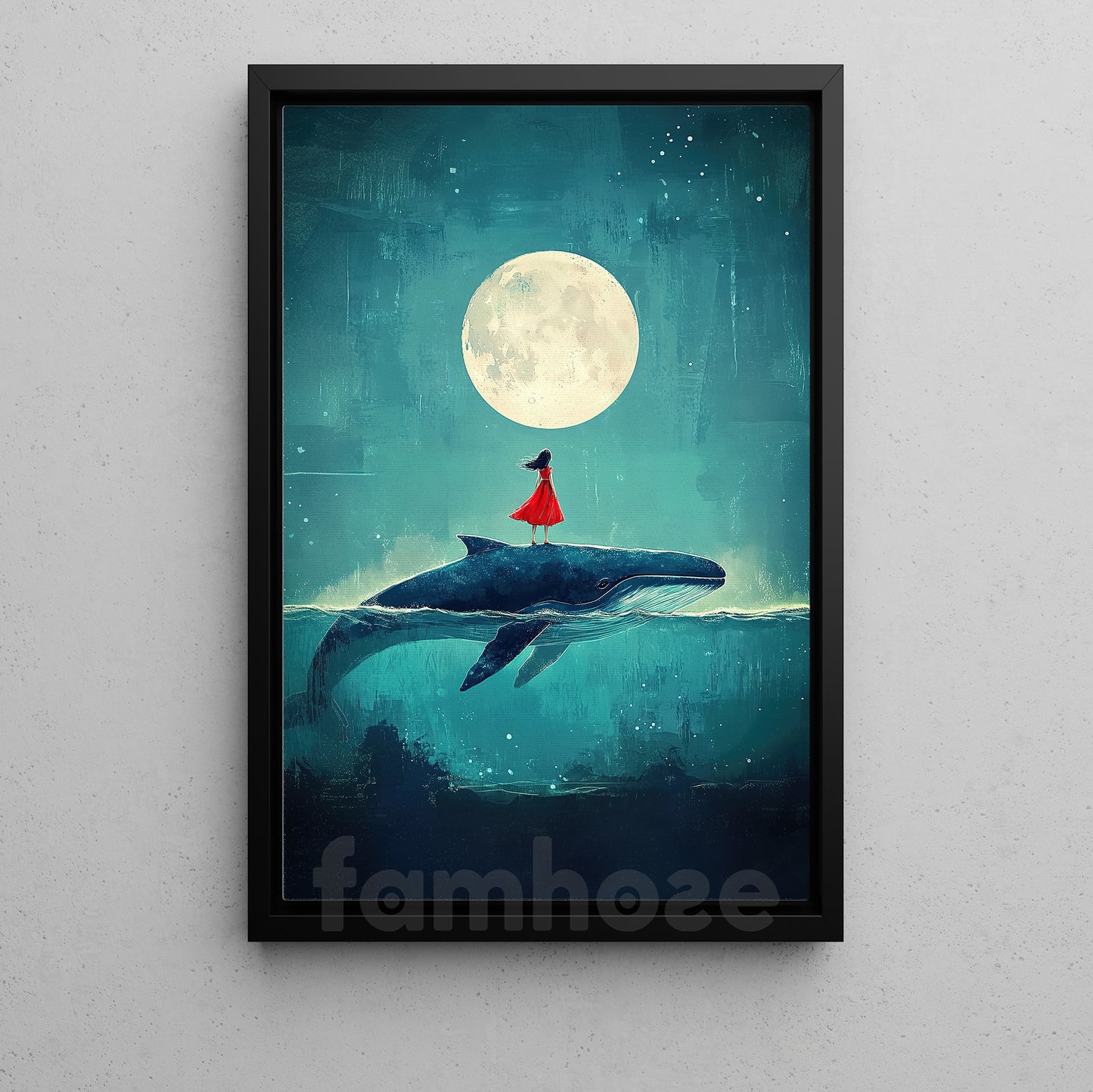 Whale And Girl Canvas Painting, Whisper Of The Ocean Wall Art Decor, Poster Gift To Decor House Or Office