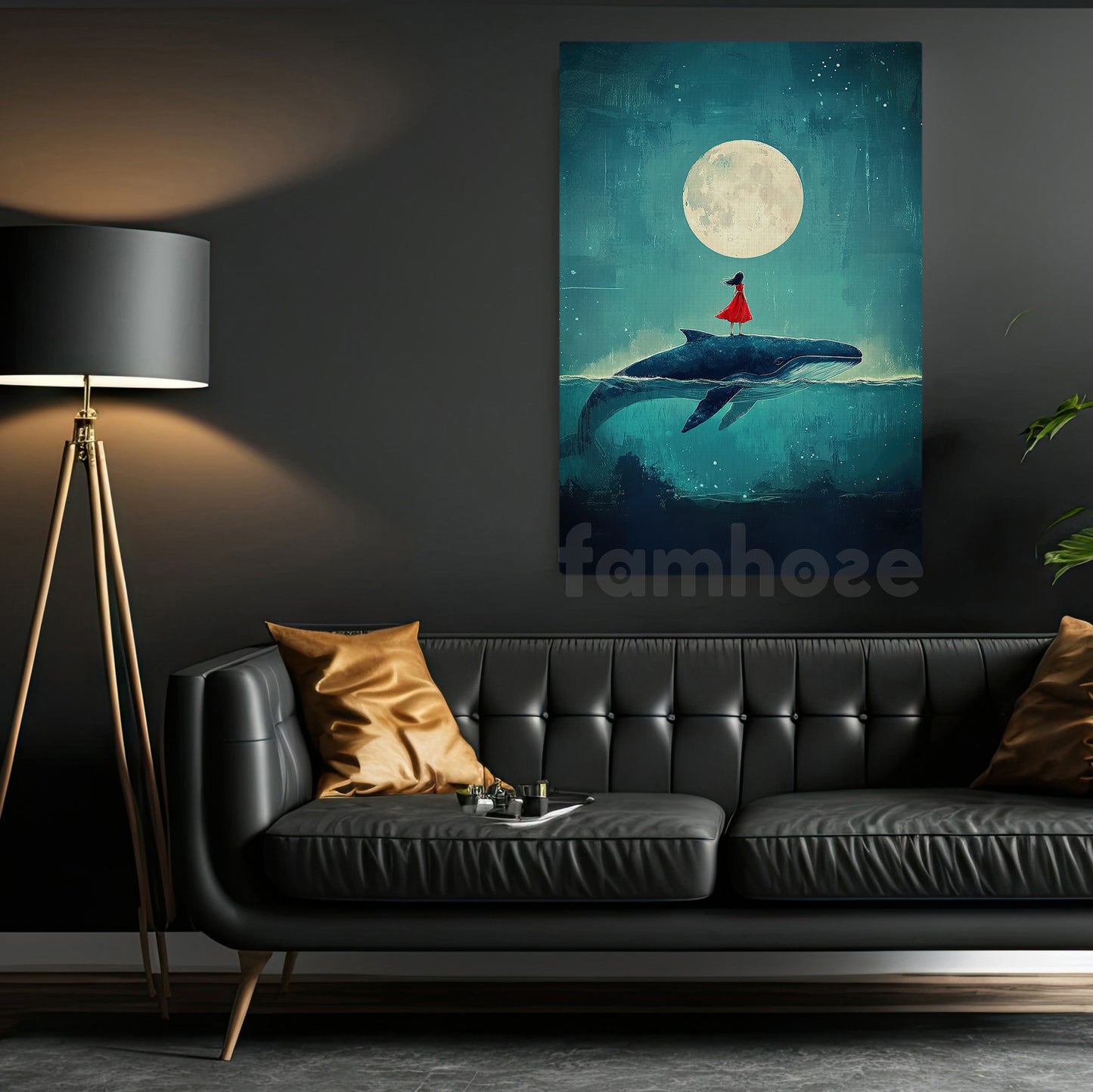 Whale And Girl Canvas Painting, Whisper Of The Ocean Wall Art Decor, Poster Gift To Decor House Or Office
