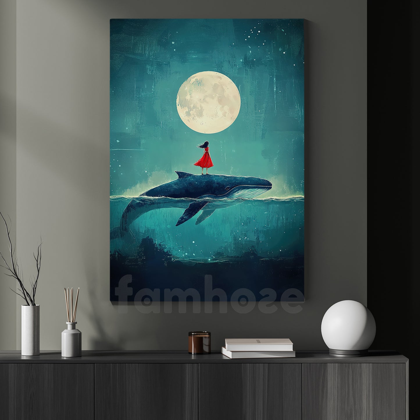 Whale And Girl Canvas Painting, Whisper Of The Ocean Wall Art Decor, Poster Gift To Decor House Or Office