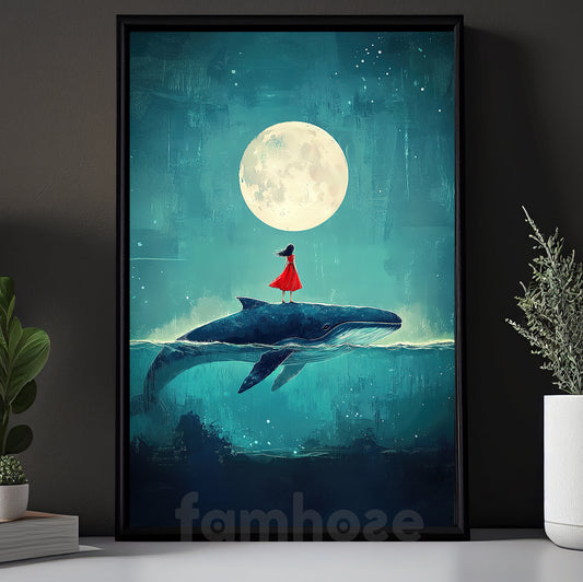 Whale And Girl Canvas Painting, Whisper Of The Ocean Wall Art Decor, Poster Gift To Decor House Or Office