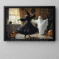 Halloween Witch & Boo Canvas Painting, Ghost Witch Dacing Together Spooky Season Wall Art Decor, Poster Gift For Witch Lovers, Boo Lovers