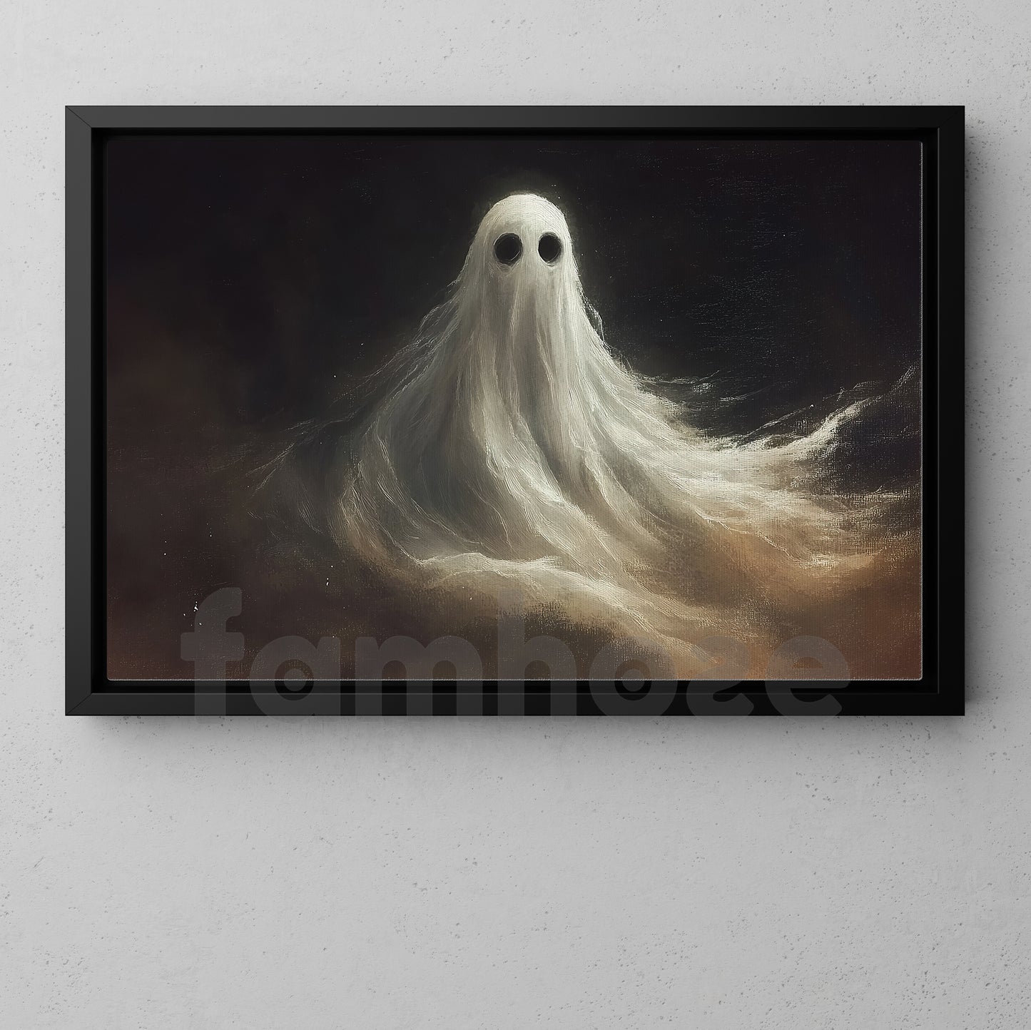 Halloween Ghost Canvas Painting, The Quiet Spirit That Never Left Spooky Season Wall Art Decor, Halloween Poster Gift For Ghost Lover
