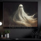 Halloween Ghost Canvas Painting, The Quiet Spirit That Never Left Spooky Season Wall Art Decor, Halloween Poster Gift For Ghost Lover