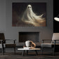 Halloween Ghost Canvas Painting, The Quiet Spirit That Never Left Spooky Season Wall Art Decor, Halloween Poster Gift For Ghost Lover