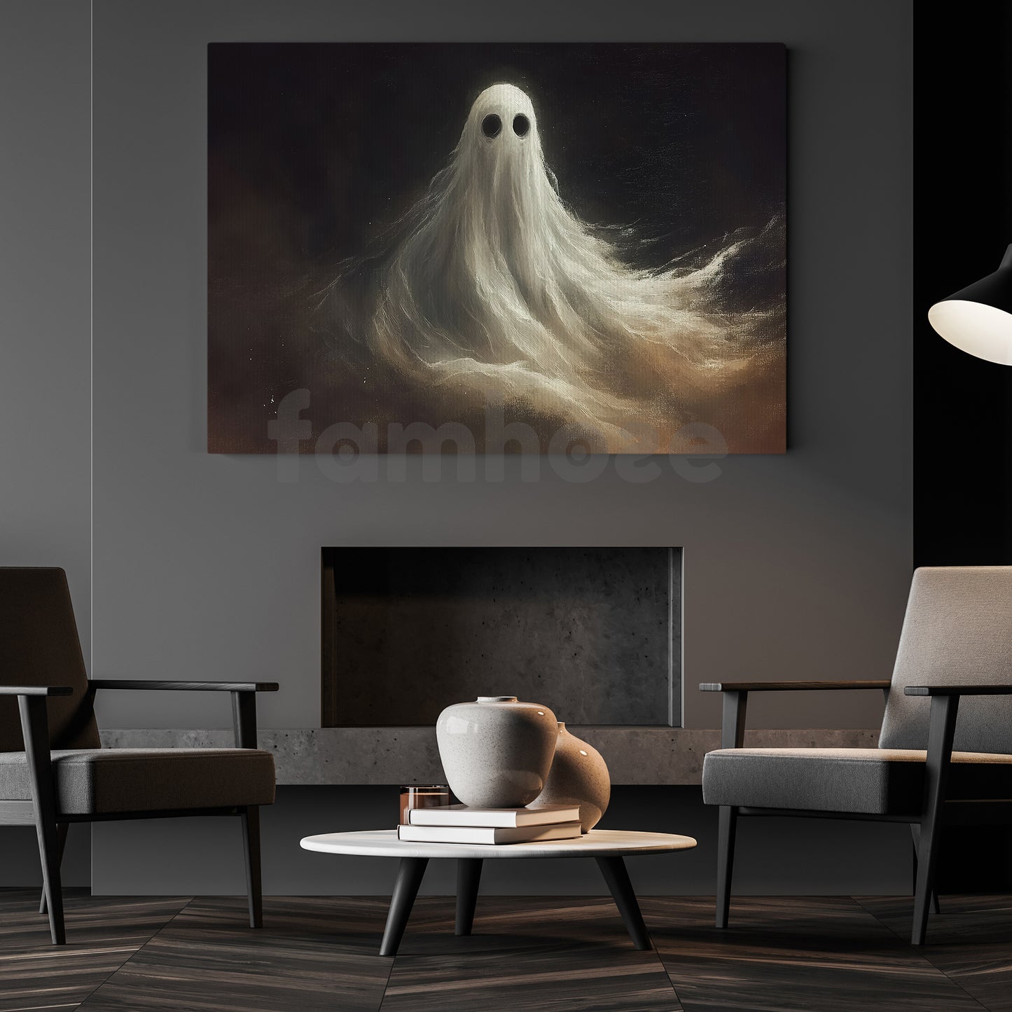 Halloween Ghost Canvas Painting, The Quiet Spirit That Never Left Spooky Season Wall Art Decor, Halloween Poster Gift For Ghost Lover
