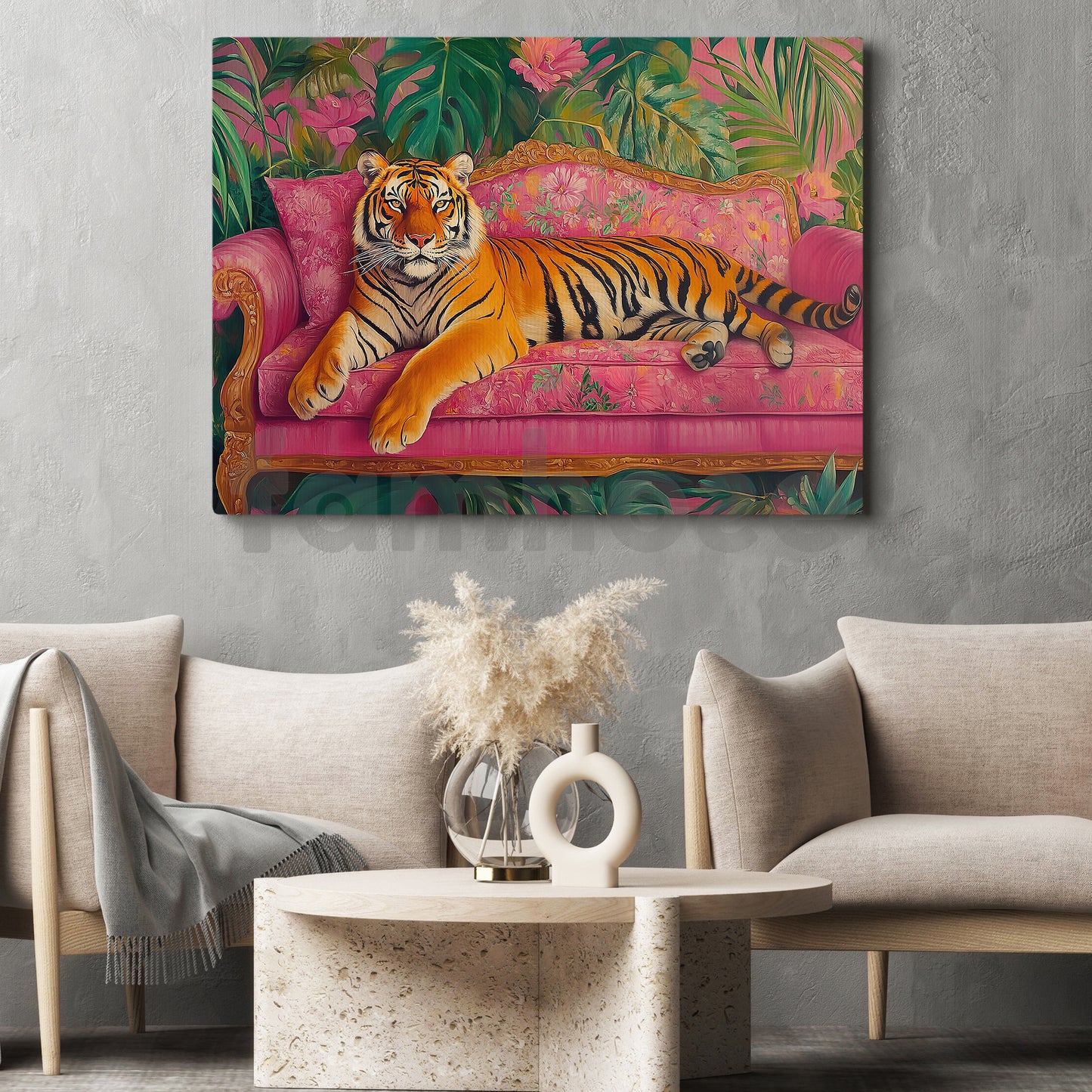 Relax Tiger Canvas Painting, Exotic Jungle King Wall Art Decor, Poster Gift For Tiger Lovers