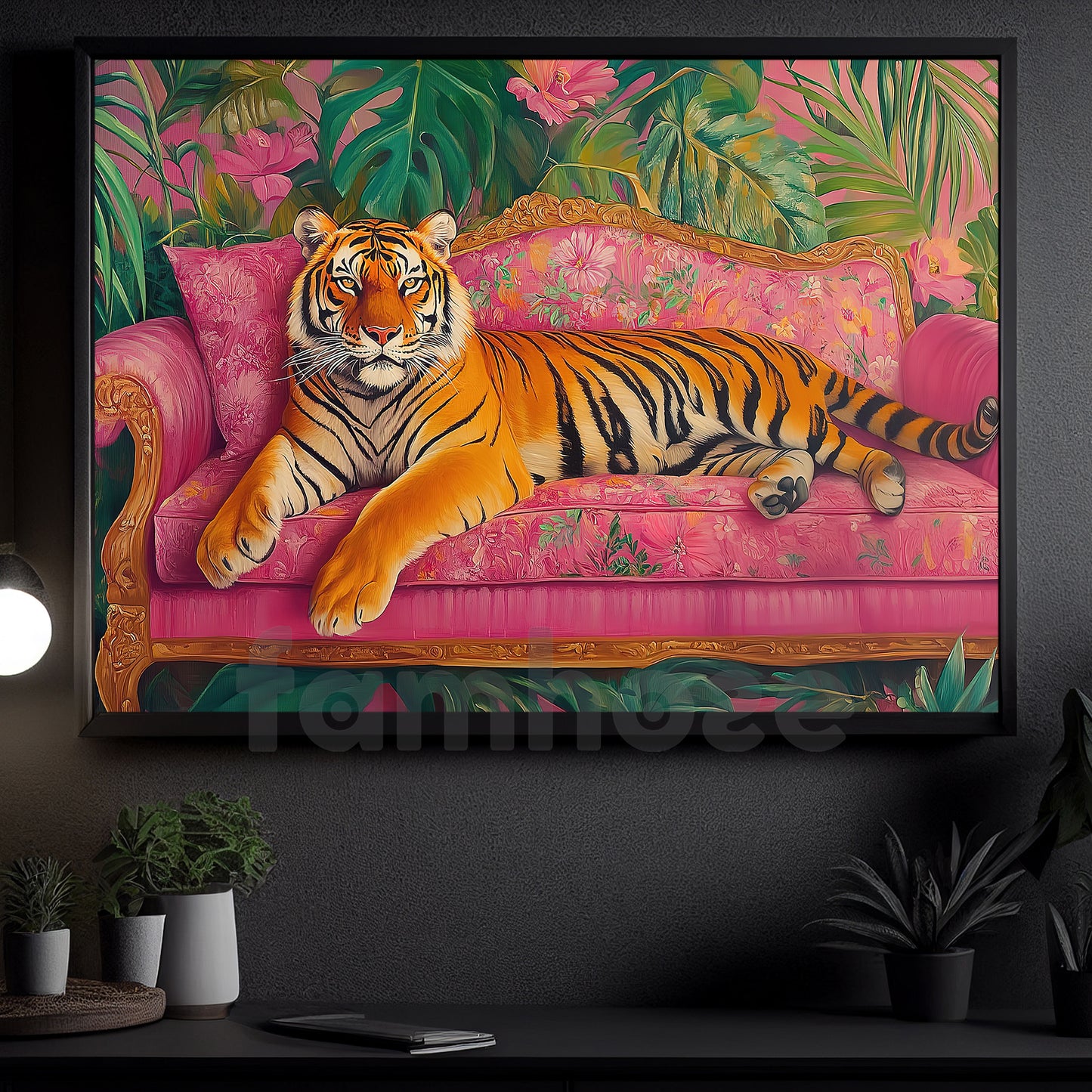 Relax Tiger Canvas Painting, Exotic Jungle King Wall Art Decor, Poster Gift For Tiger Lovers