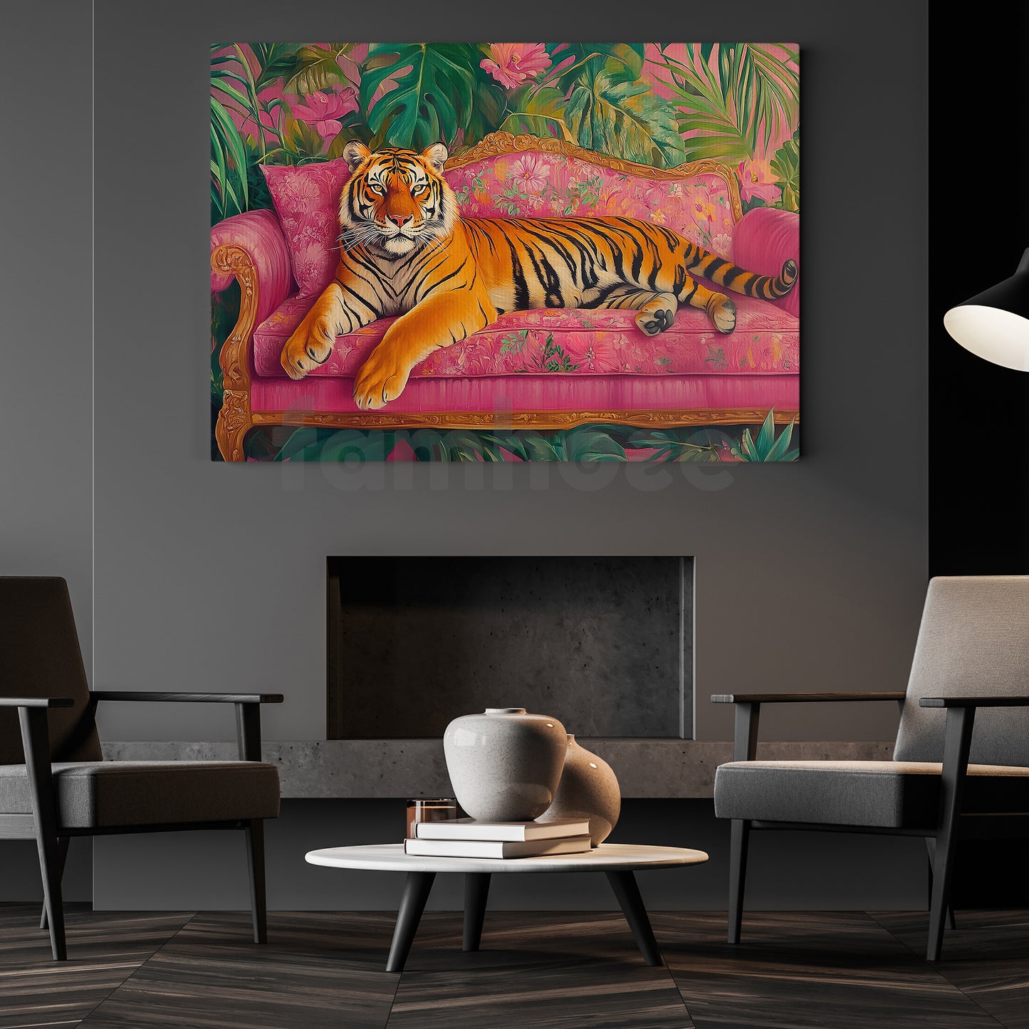Relax Tiger Canvas Painting, Exotic Jungle King Wall Art Decor, Poster Gift For Tiger Lovers