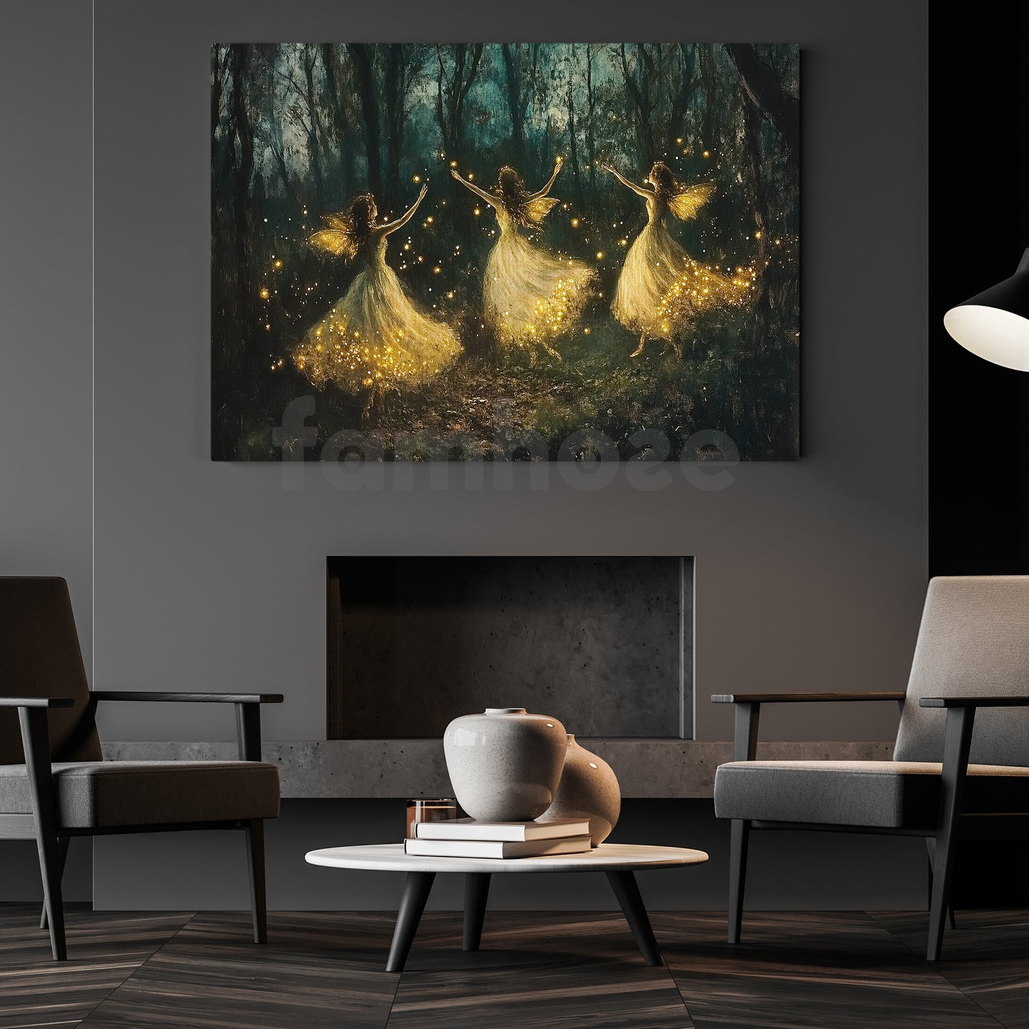 Fairy Canvas Painting, Dancing Fairies In The Forest Wall Art Decor, Poster Gift For Fairy Lovers