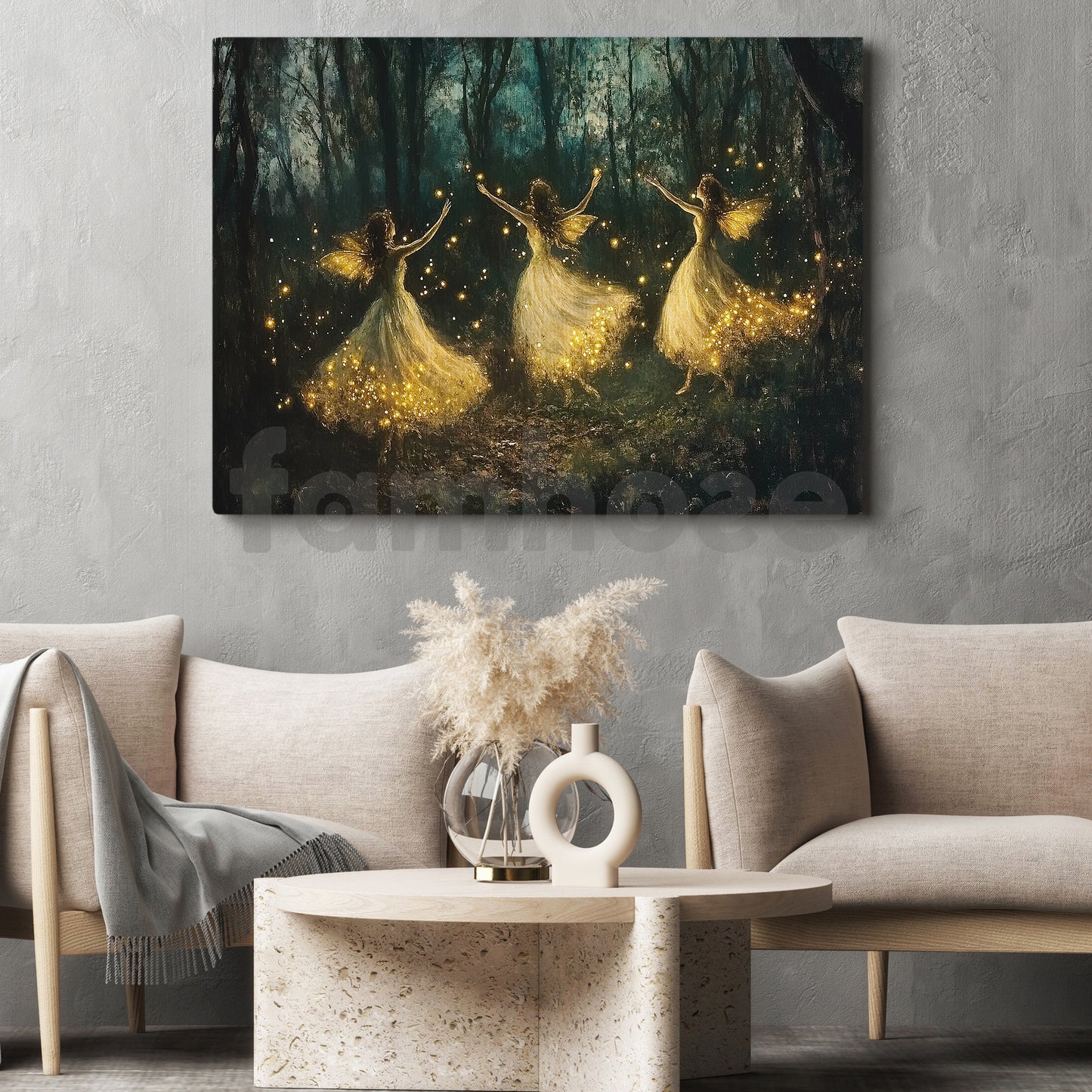 Fairy Canvas Painting, Dancing Fairies In The Forest Wall Art Decor, Poster Gift For Fairy Lovers