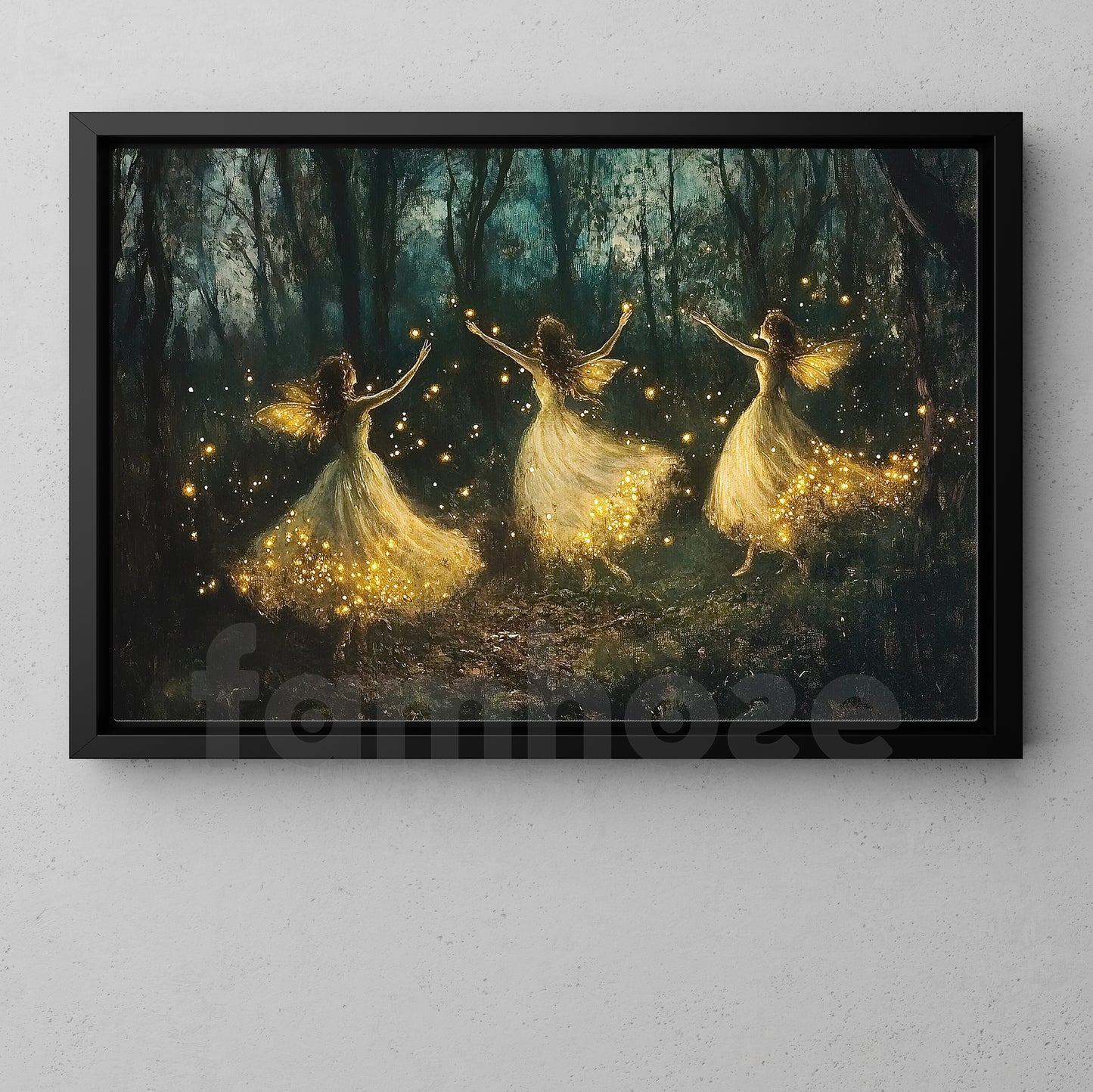 Fairy Canvas Painting, Dancing Fairies In The Forest Wall Art Decor, Poster Gift For Fairy Lovers