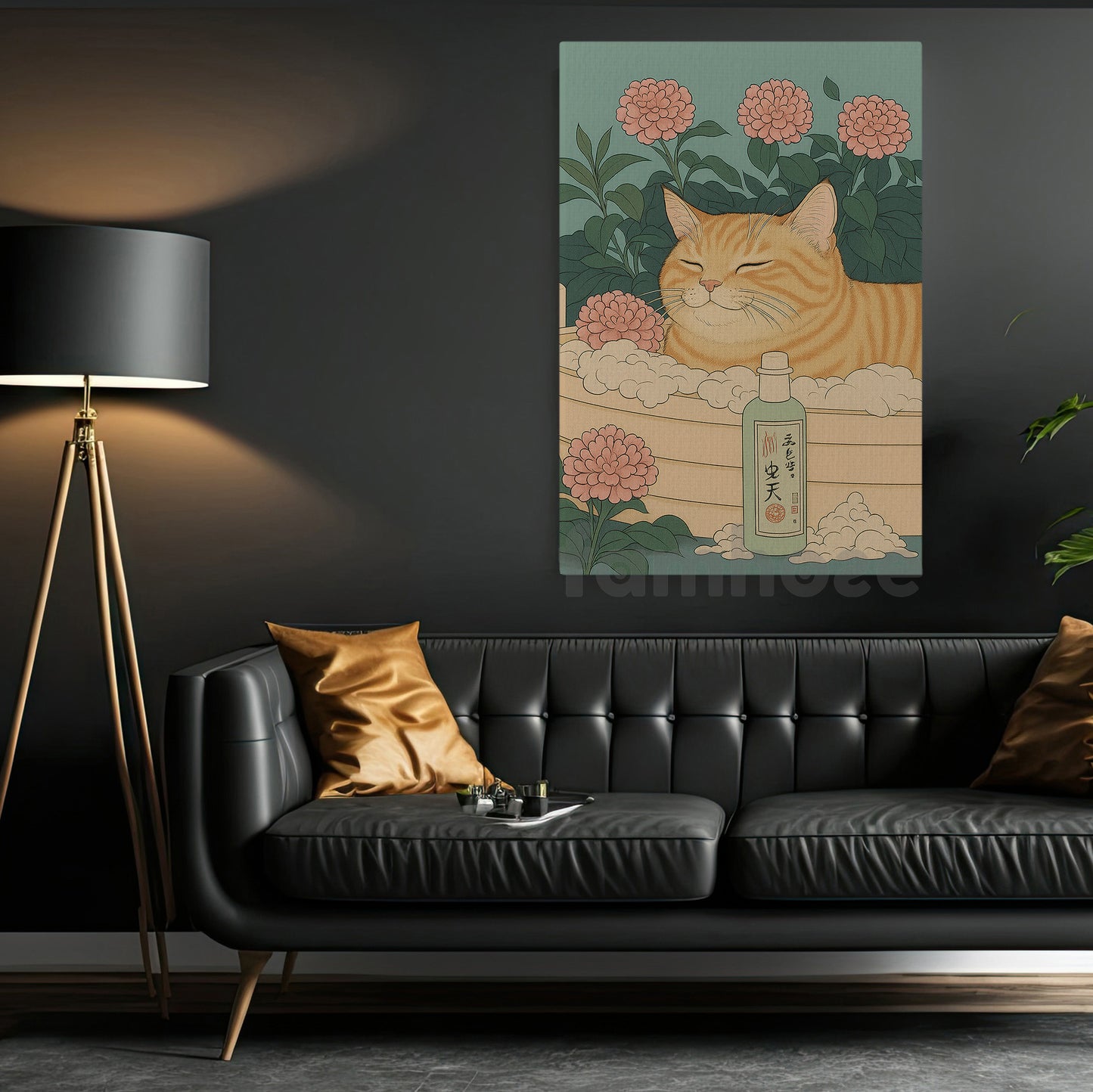 Cute Cat Canvas Painting, Zen Kitty Spa Wall Art Decor, Poster Gift For Cat Lovers