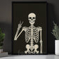 Halloween Skeleton Canvas Painting, Peace Out Skeleton Wall Art Decor, Spooky Season Poster Gift For Skeleton Lover