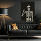 Halloween Skeleton Canvas Painting, Peace Out Skeleton Wall Art Decor, Spooky Season Poster Gift For Skeleton Lover