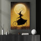 Halloween Witch Canvas Painting, Witch On Bicycle Under Moon Wall Art Decor Spooky Season Poster Gift For Witch Lovers
