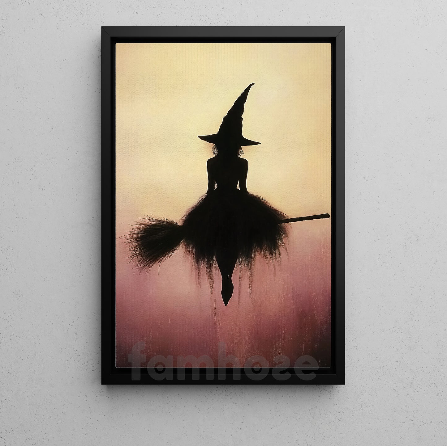 Halloween Witch Canvas Painting, Twilight Witch Wall Art Decor, Spooky Season Poster Gift For Witch Lovers