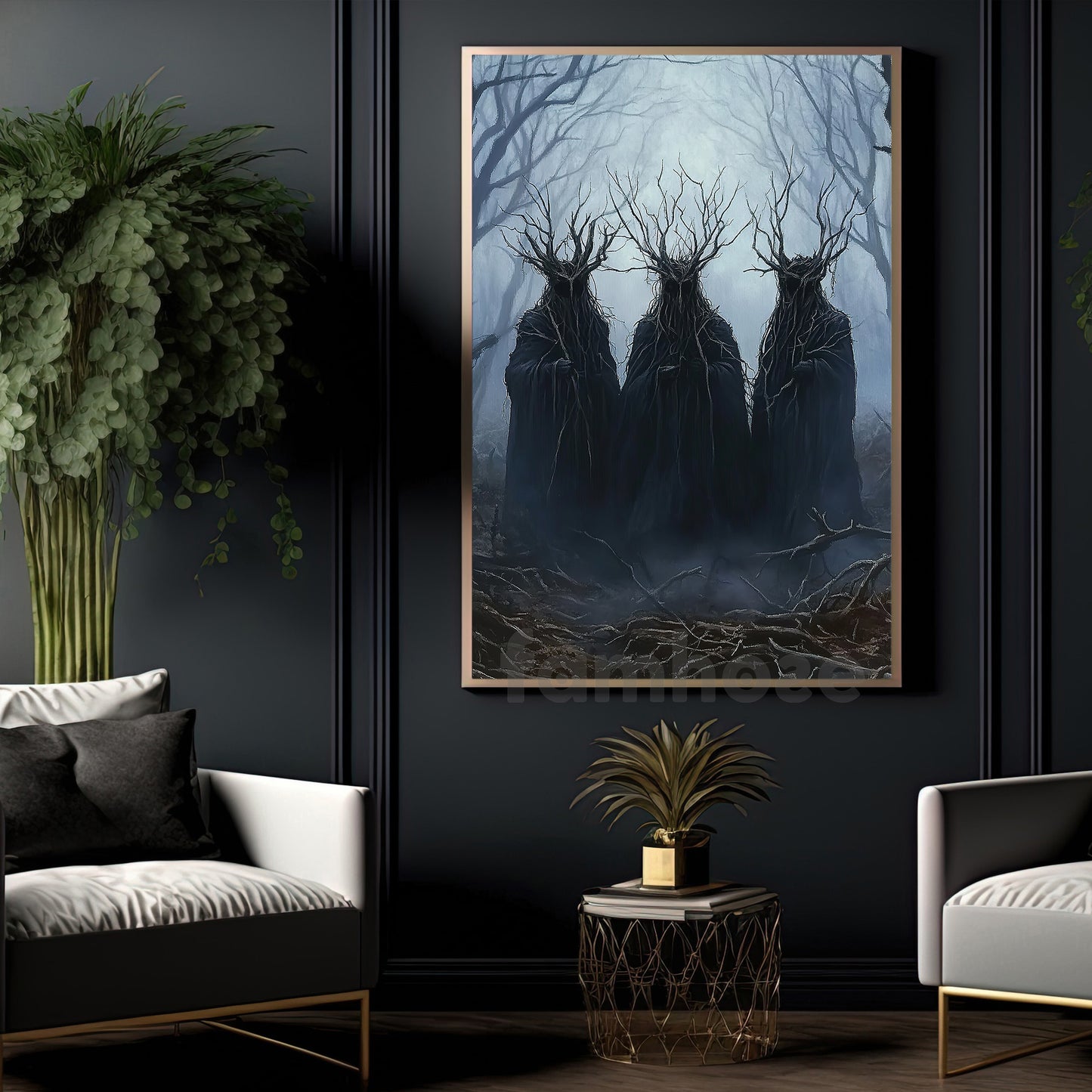 Dark Surrealism Halloween Canvas Painting, Dark Wood Fantasy Wall Art Decor, Spooky Season Poster Gift To Decor House Or Office