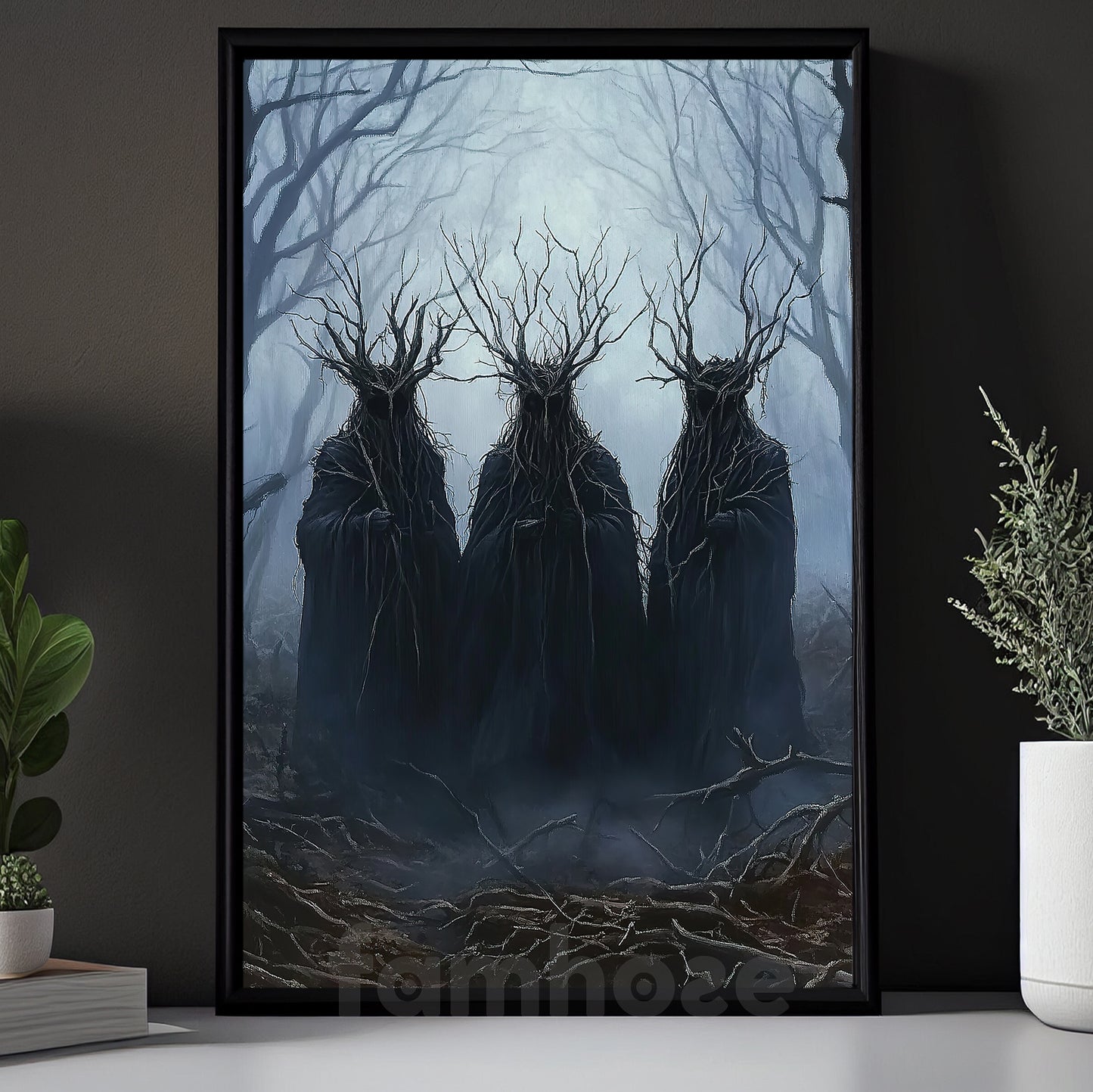 Dark Surrealism Halloween Canvas Painting, Dark Wood Fantasy Wall Art Decor, Spooky Season Poster Gift To Decor House Or Office