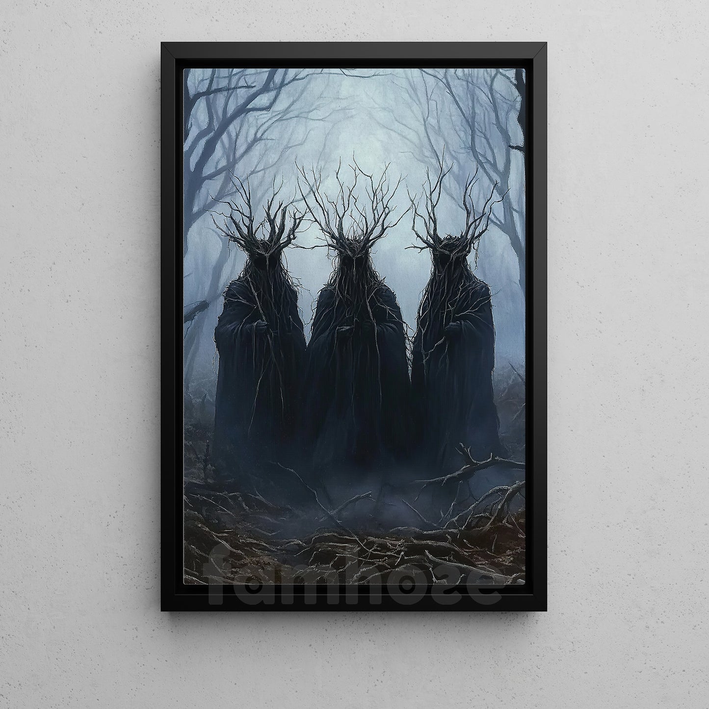 Dark Surrealism Halloween Canvas Painting, Dark Wood Fantasy Wall Art Decor, Spooky Season Poster Gift To Decor House Or Office