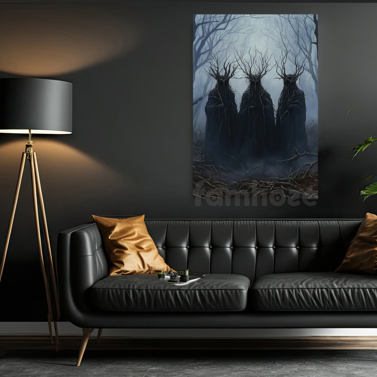 Dark Surrealism Halloween Canvas Painting, Dark Wood Fantasy Wall Art Decor, Spooky Season Poster Gift To Decor House Or Office
