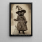 Halloween Black Cat Witch Canvas Painting, Apprentice Witch Cat Wall Art Decor Spooky Season Poster Gift For Cat Lovers