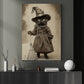 Halloween Black Cat Witch Canvas Painting, Apprentice Witch Cat Wall Art Decor Spooky Season Poster Gift For Cat Lovers