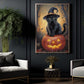 Halloween Black Cat Witch Pumpkin Canvas Painting, Pumpkin Witch’s Cat Wall Art Decor, Spooky Season Poster Gift For Cat Lovers, Pumpkin Lovers