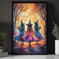 Halloween Witch Canvas Painting, Sisterhood Witch Trio Wall Art Decor Spooky Season Poster Gift For Witch Lovers