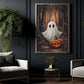 Halloween Boo Canvas Painting, Jack & Little Ghost In The Woods Wall Art Decor, Spooky Season Poster Gift For Ghost Lovers