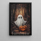 Halloween Boo Canvas Painting, Jack & Little Ghost In The Woods Wall Art Decor, Spooky Season Poster Gift For Ghost Lovers
