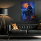 Realistic Halloween Ghost Cowboy Canvas Painting, Skeleton Cowboy With Horse Wall Art Decor, Spooky Season Poster Gift For Cowboy, Skeleton Lovers