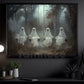 Halloween Ghost Canvas Painting, Four Ghosts On Swings Wall Art Decor, Spooky Season Poster Gift For Ghost Lovers