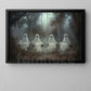 Halloween Ghost Canvas Painting, Four Ghosts On Swings Wall Art Decor, Spooky Season Poster Gift For Ghost Lovers