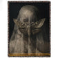 Gothic Halloween Moth Fleece Blanket, Moth Veiled Woman Woven Blanket, Sherpa Blanket Spooky Season Gift