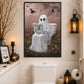 Funny Halloween Toilet Ghost Canvas Painting, Boo-room Reading Club Restroom Wall Art Decor, Spooky Season Poster Gift For Ghost Lover