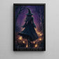 Halloween Witch Canvas Painting, Mystical Witch Walking Wall Art Decor, Spooky Season Poster Gift For Witch Lovers