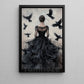 Gothic Halloween Witch Raven Canvas Painting, The Raven Queen Wall Art Decor, Spooky Season Poster Gift For Crows Lovers
