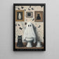 Halloween Boo Toilet Cat Canvas Painting, Even Ghosts Need A Break Wall Art Decor, Spooky Season Poster Gift For Ghost Lovers, Toilet Lovers