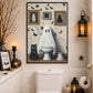 Halloween Boo Toilet Cat Canvas Painting, Even Ghosts Need A Break Bathroom Wall Art Decor, Spooky Season Restroom Poster Gift For Ghost Lovers