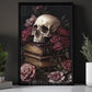 Halloween Skull Flowers Canvas Painting, Skull & Roses Wall Art Decor, Spooky Season Poster Gift For Skull Lovers
