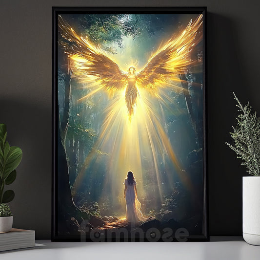 Spiritual Angel Canvas Painting, Guardian Angel Of Light Wall Art Decor, Poster Gift To Decor House Or Office