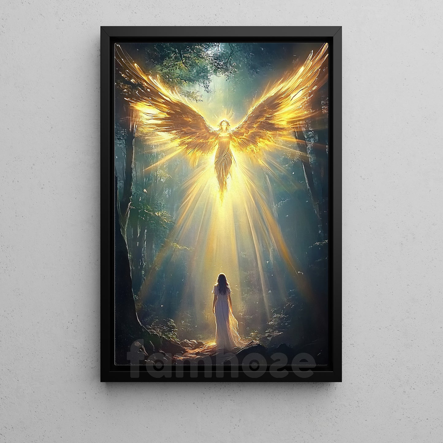 Spiritual Angel Canvas Painting, Guardian Angel Of Light Wall Art Decor, Poster Gift To Decor House Or Office