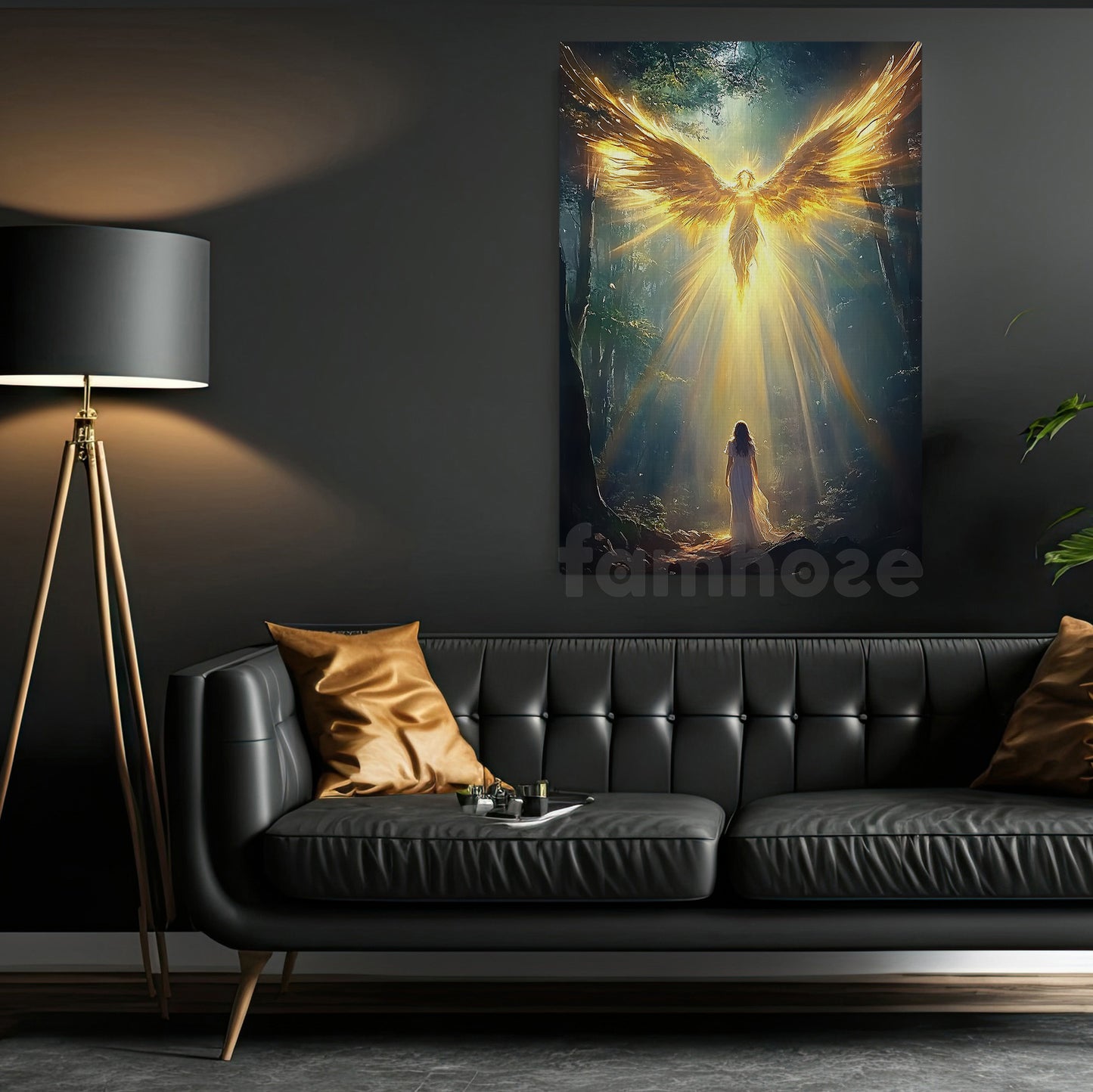 Spiritual Angel Canvas Painting, Guardian Angel Of Light Wall Art Decor, Poster Gift To Decor House Or Office