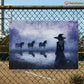 Halloween Witch & Horse Metal Sign, Where The Horses Wait Metal Sign, Spooky Season Decor Gift For Horse Lovers